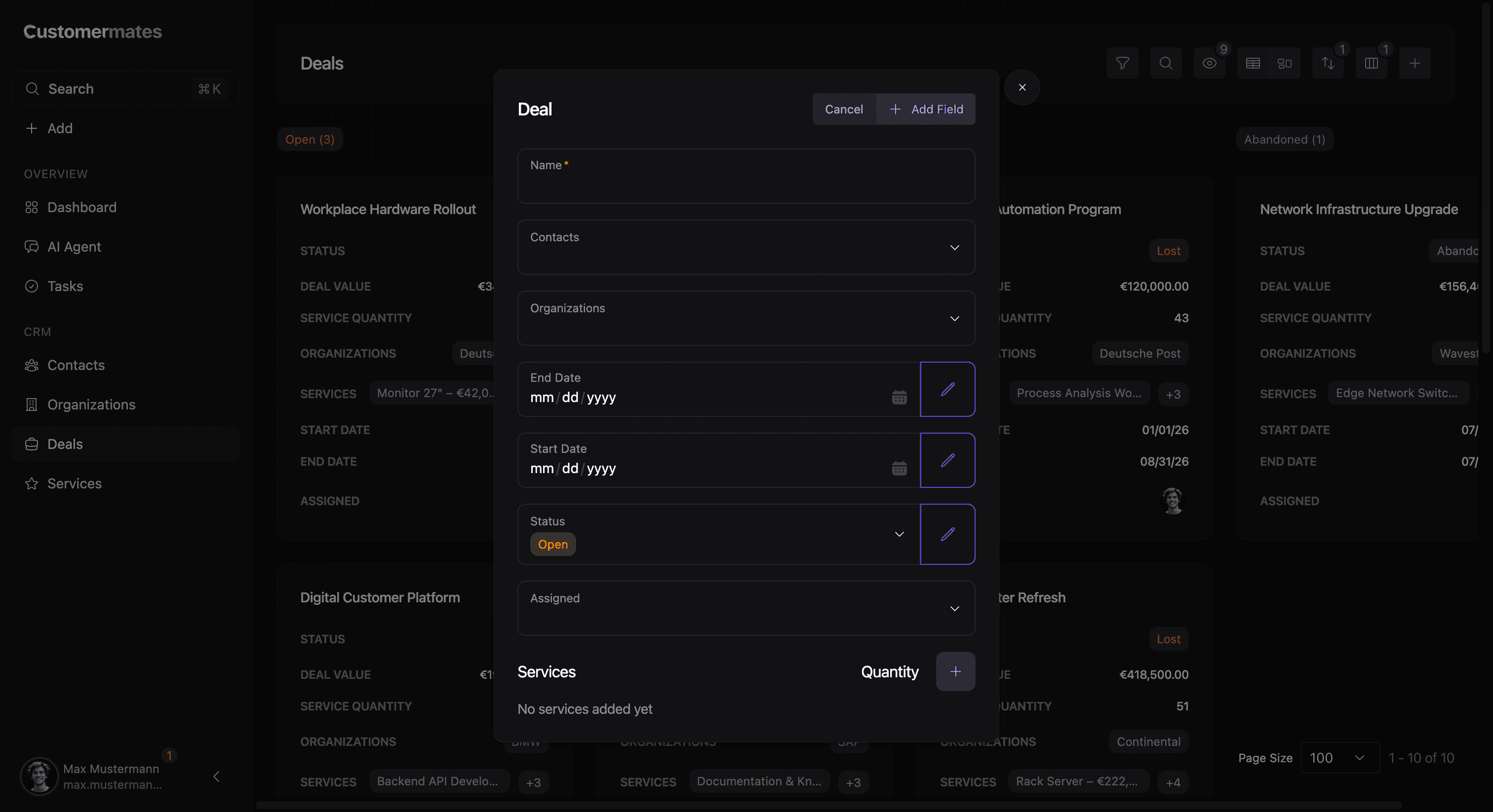 Feature custom columns overview showing custom field configuration and values inside records