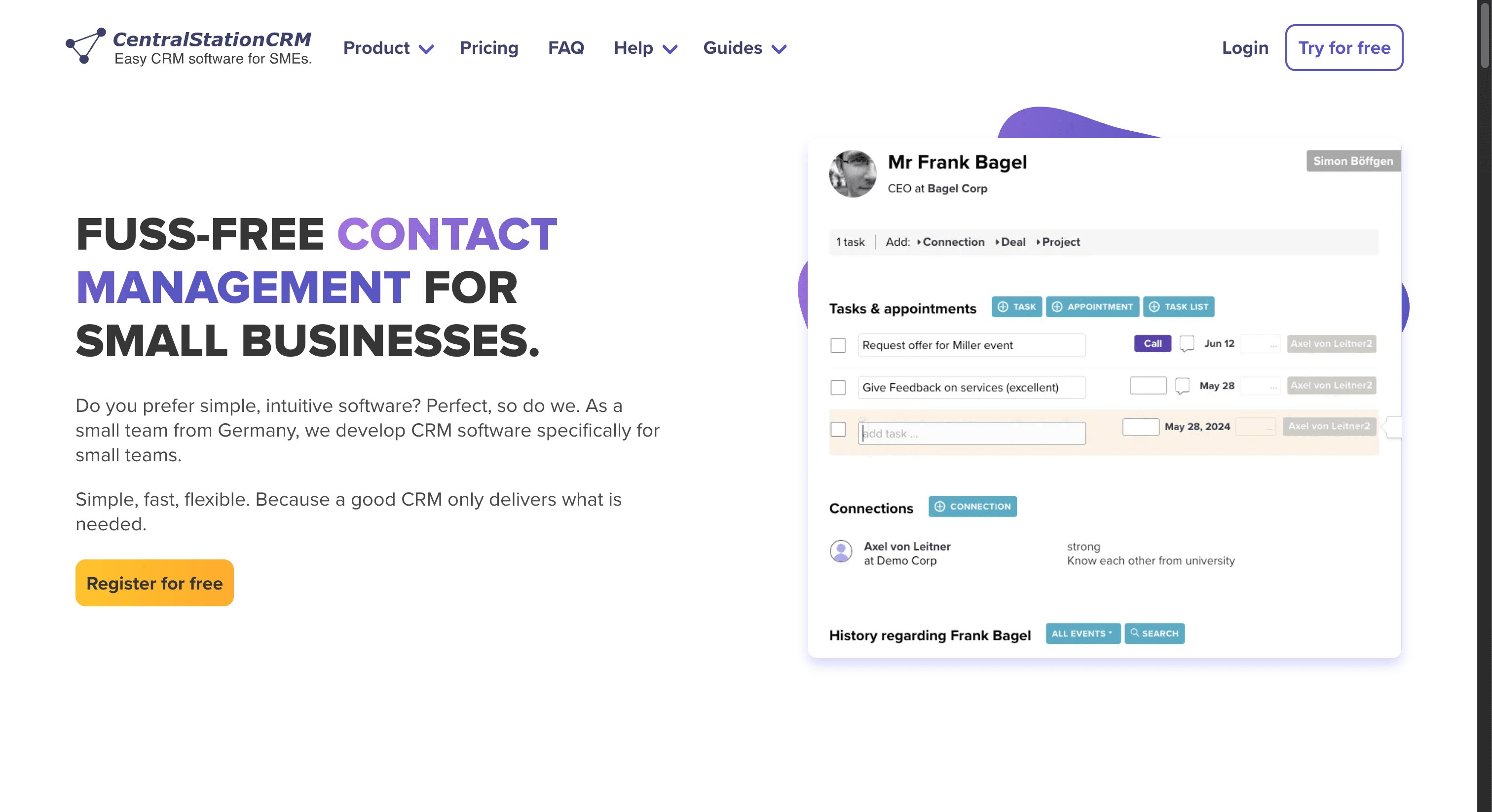 Screenshot: CentralStationCRM (centralstationcrm.de, April 2026)